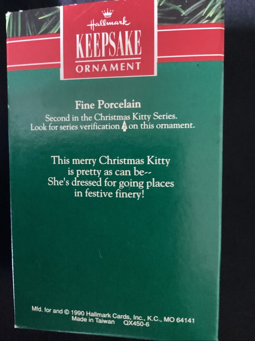 Hallmark Keepsake Ornament 1990 Christmas Kitty Blue Vintage With Box - Picture 7 of 8